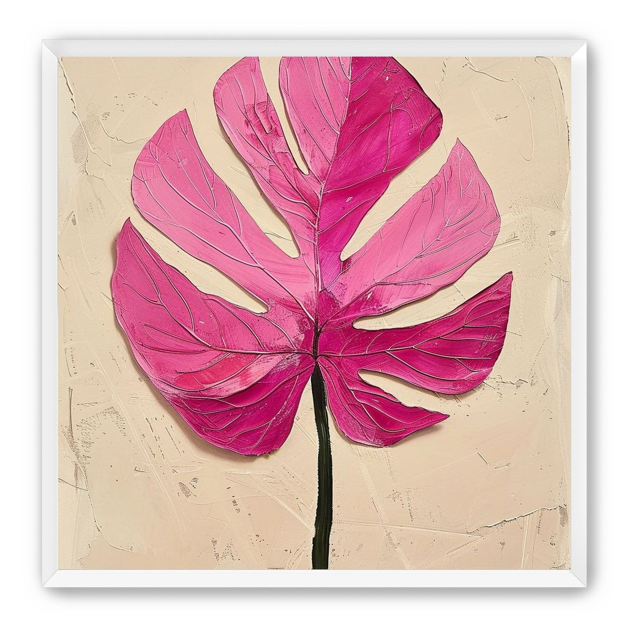Pink leaf on plaster white
