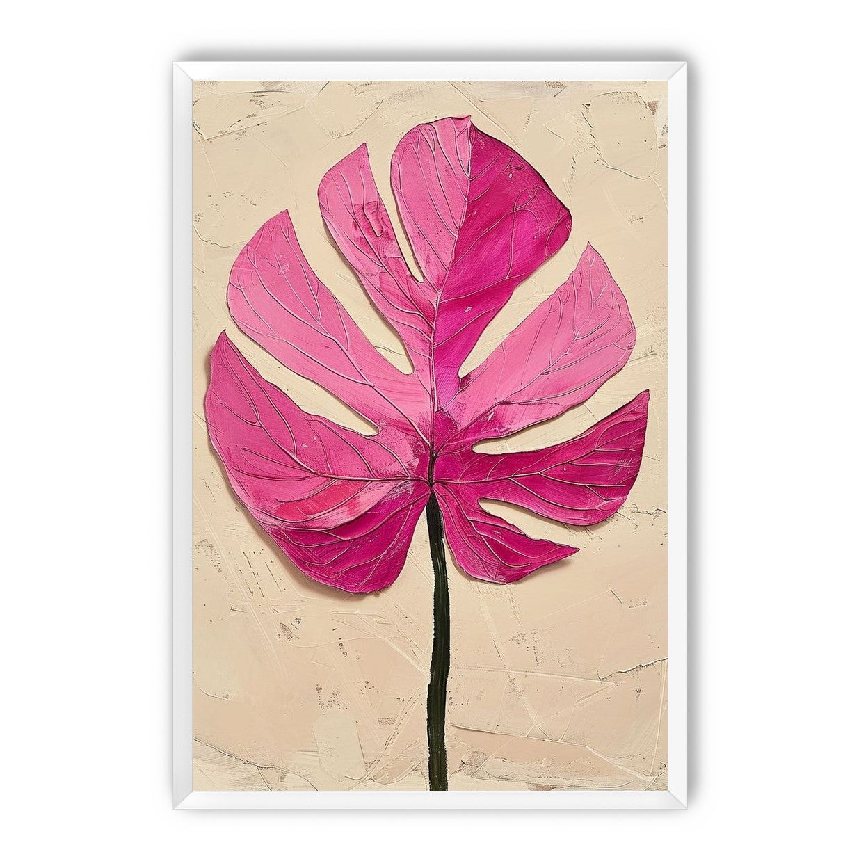 Pink leaf on plaster white
