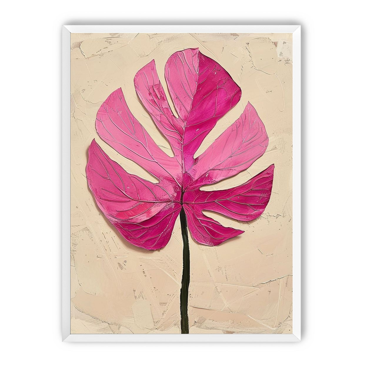 Pink leaf on plaster white