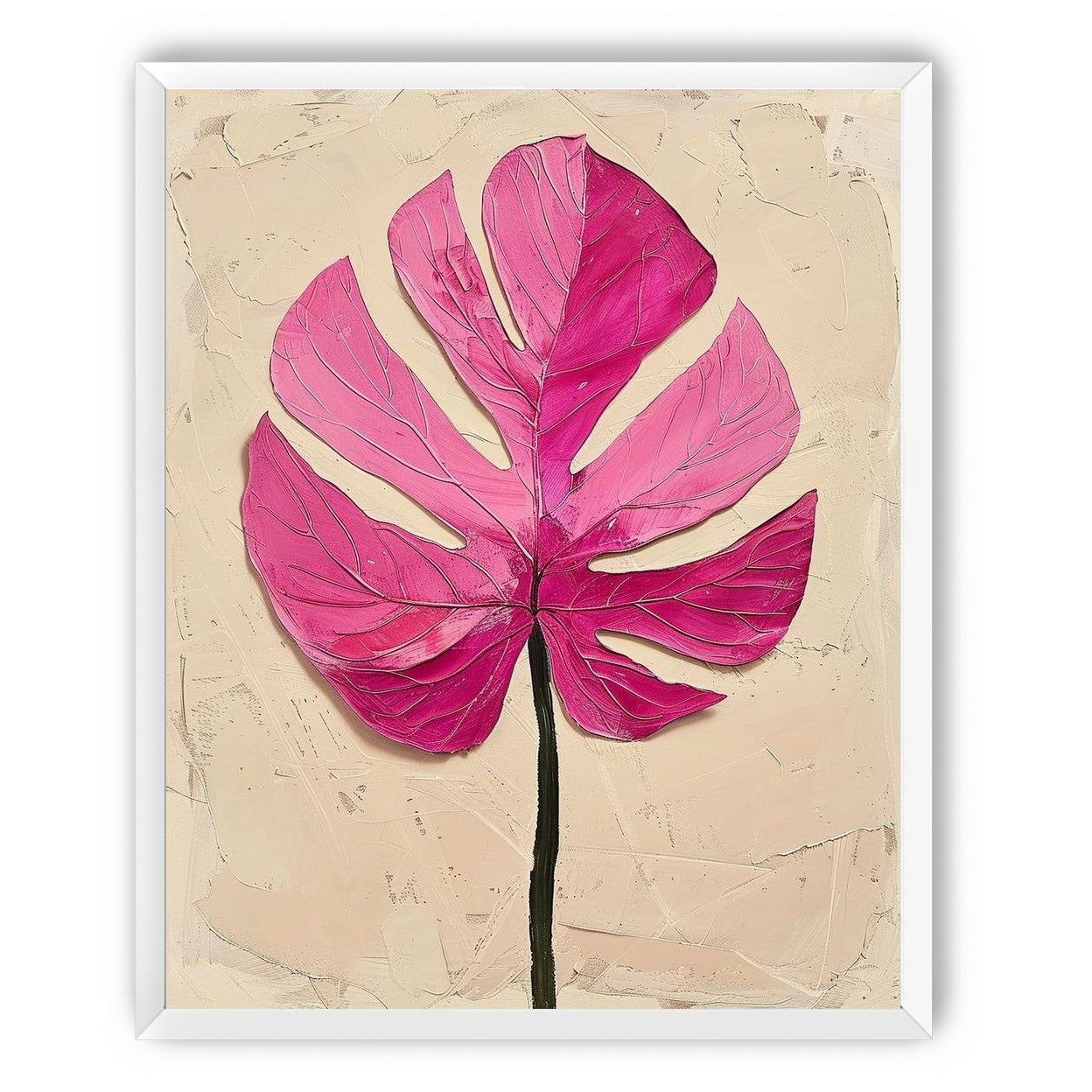 Pink leaf on plaster white