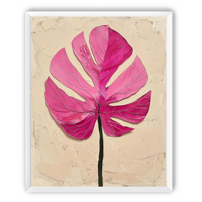 Pink leaf on plaster white