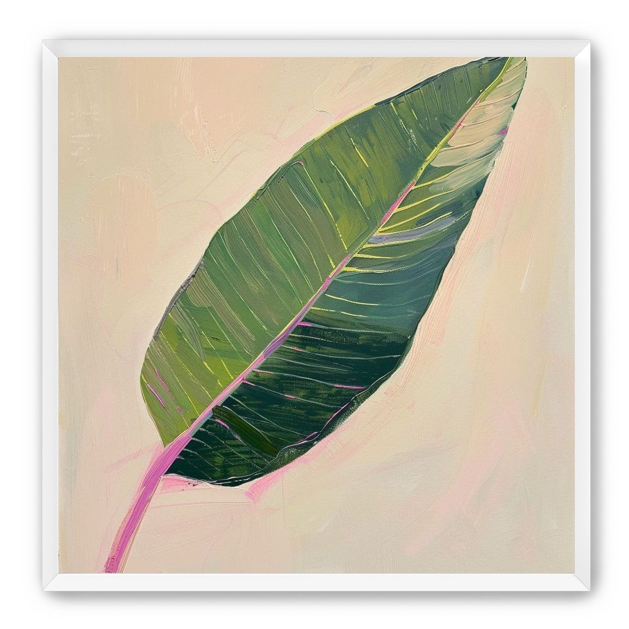 Green leaf with pink spine