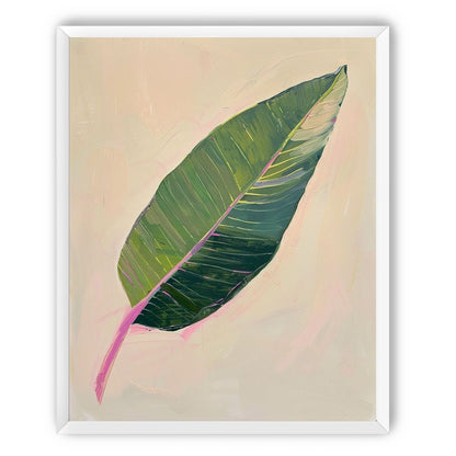 Green leaf with pink spine
