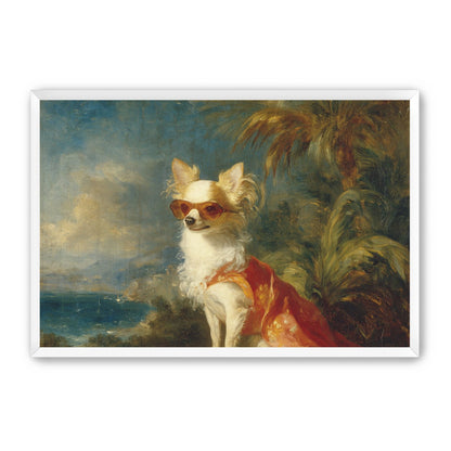 Sunglasses on the seaside dog