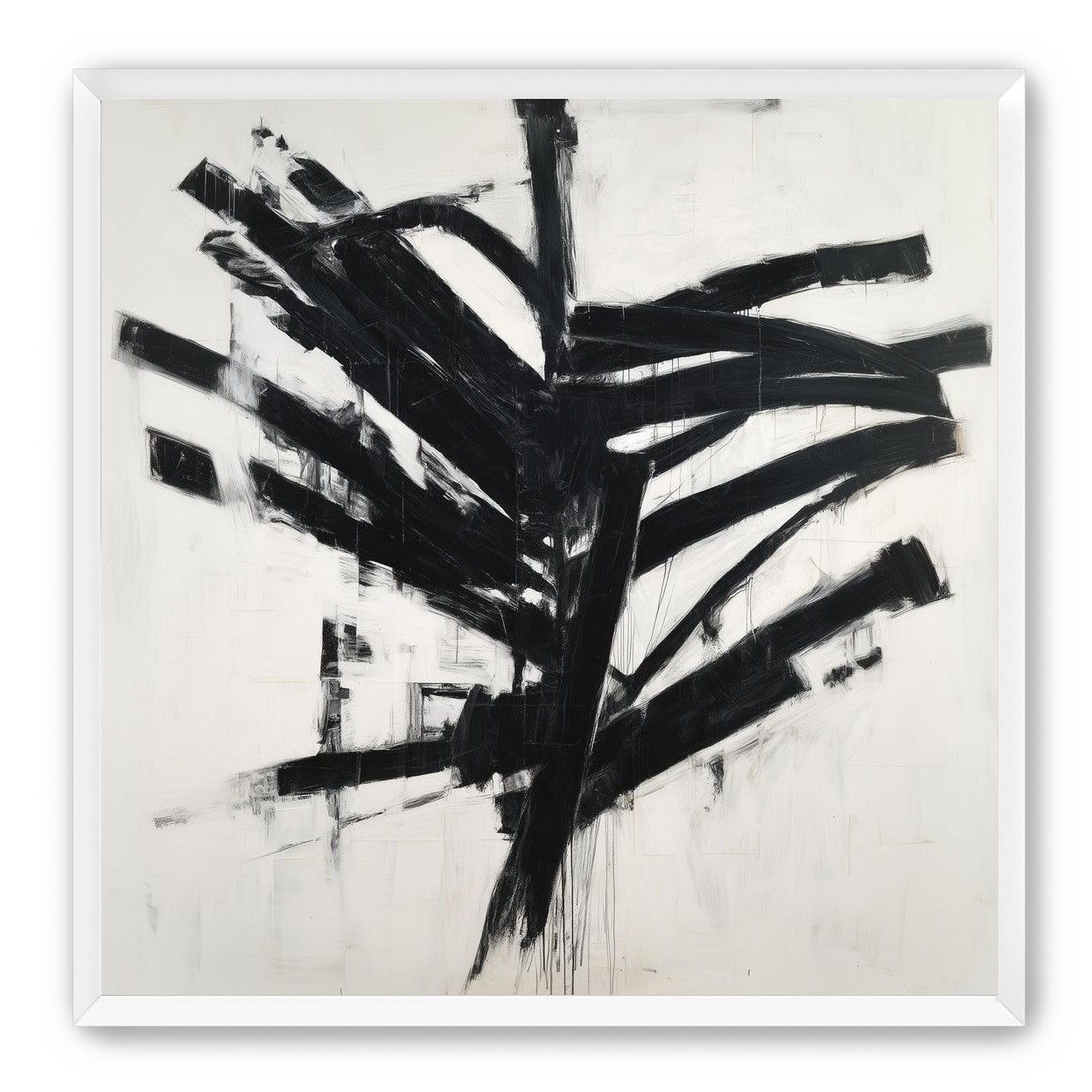 Black mass across white field