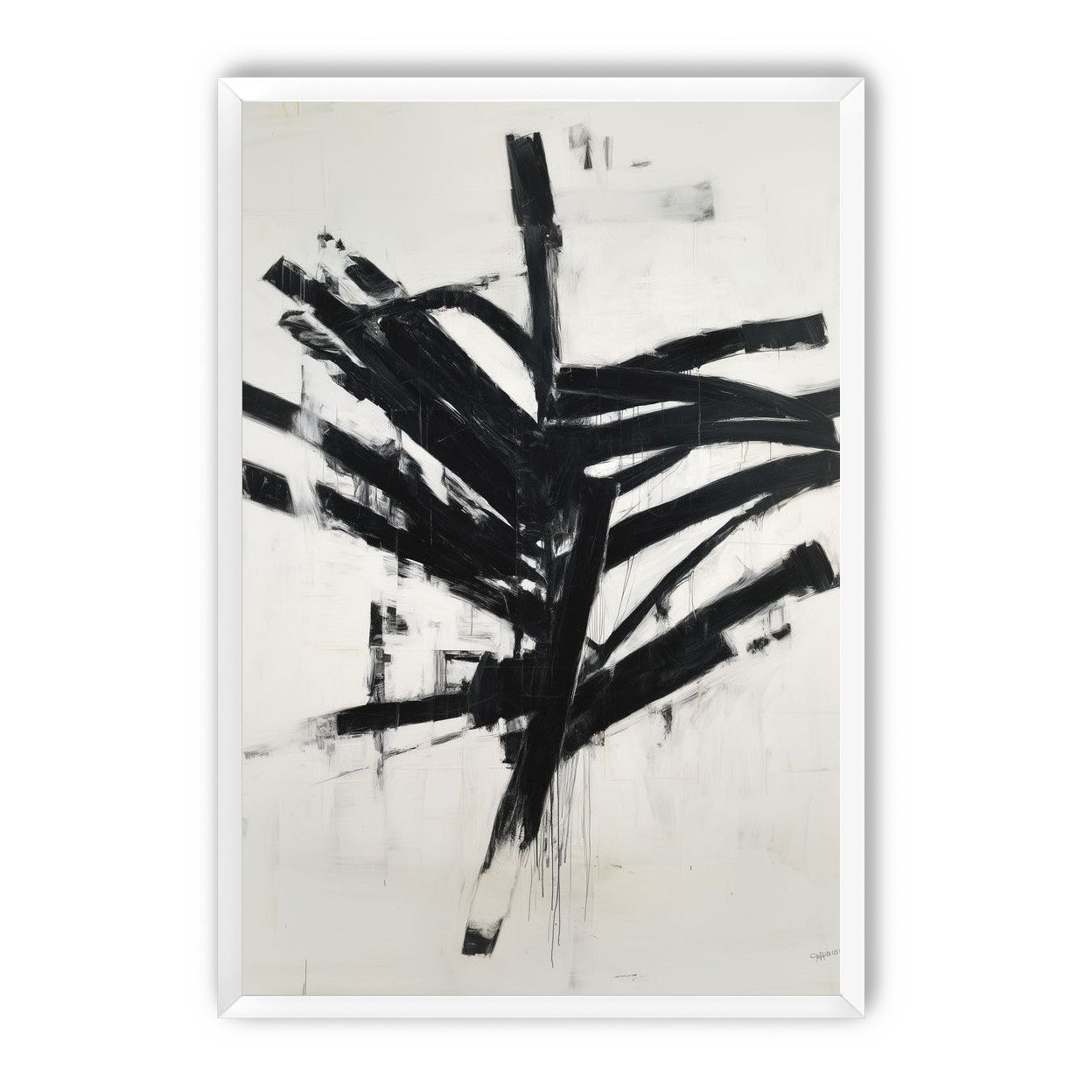 Black mass across white field