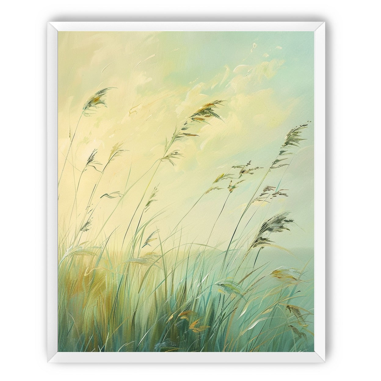 Windbent beach grass sky