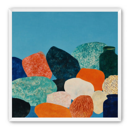 Stones beneath a blue field