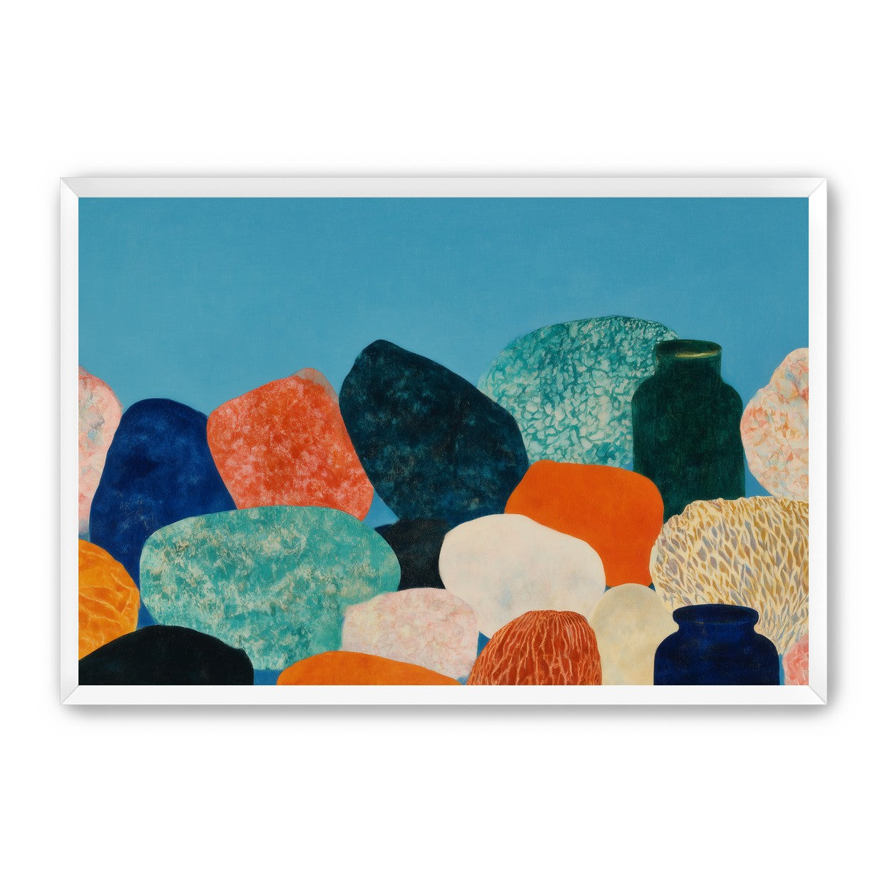 Stones beneath a blue field