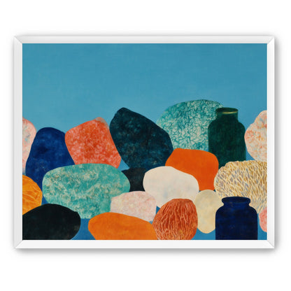 Stones beneath a blue field