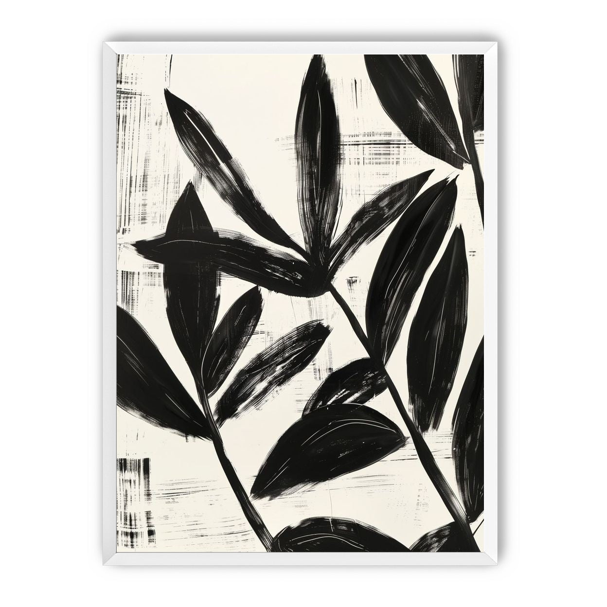 Black leaves on white grain