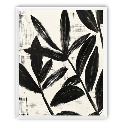 Black leaves on white grain