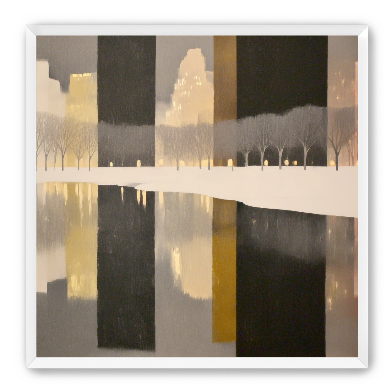 City lights in winter water