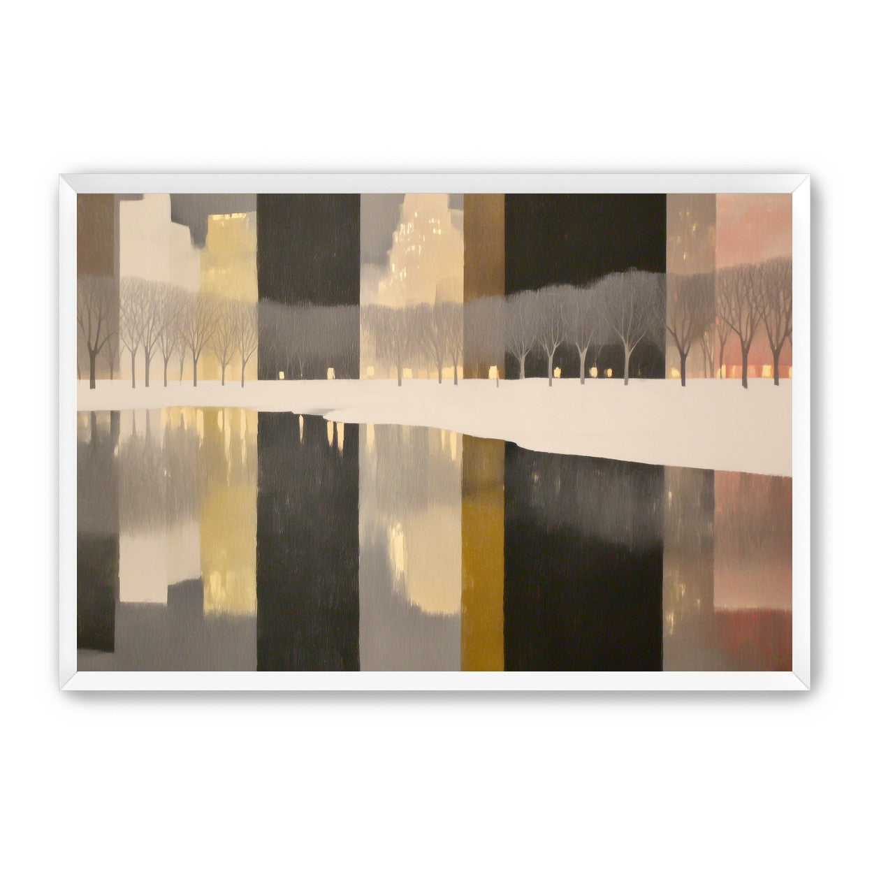 City lights in winter water