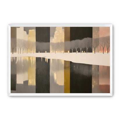 City lights in winter water