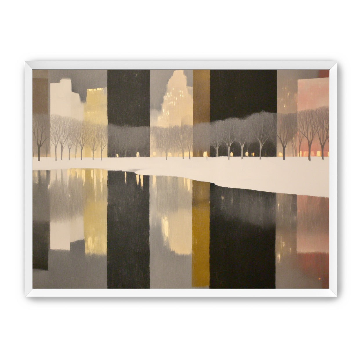 City lights in winter water