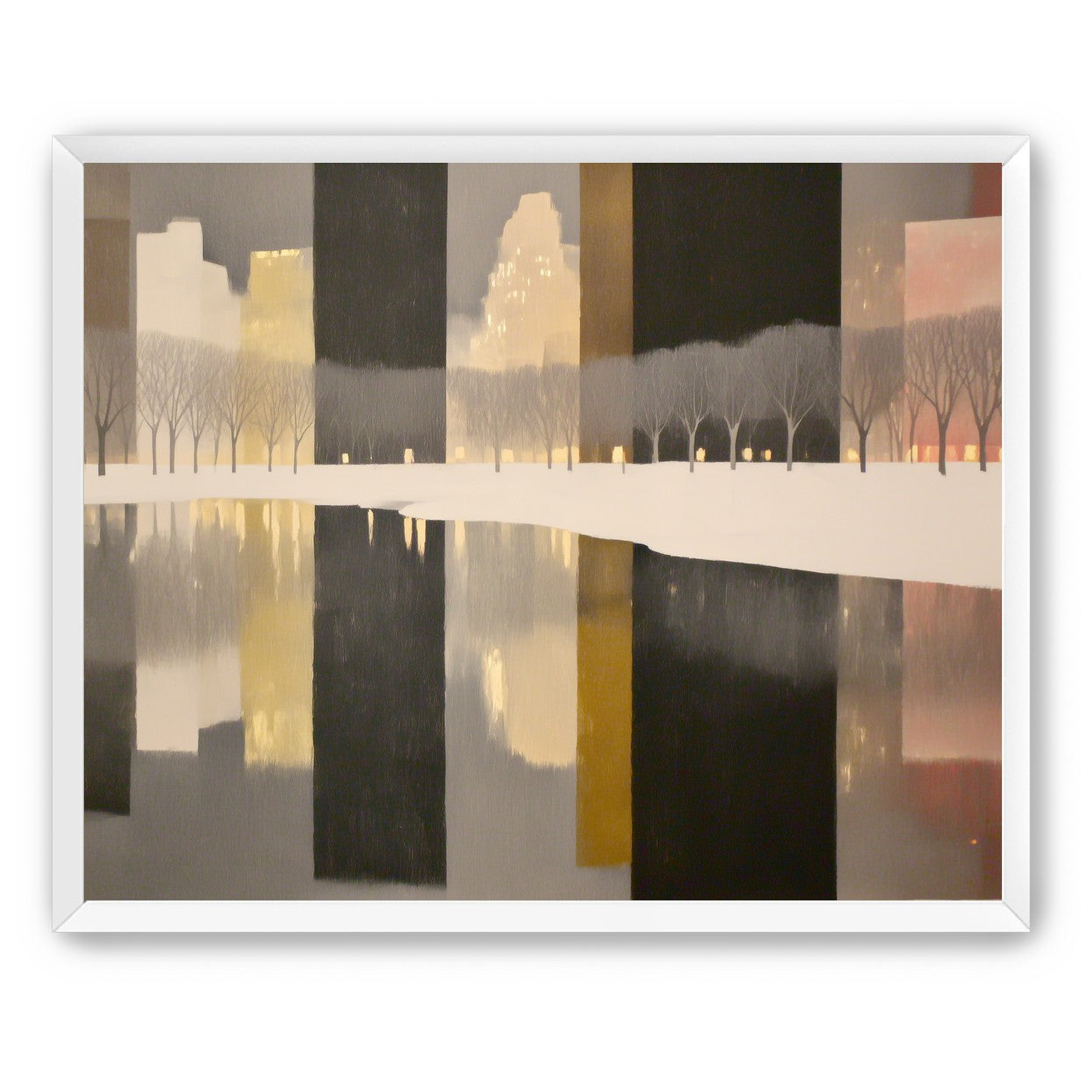 City lights in winter water