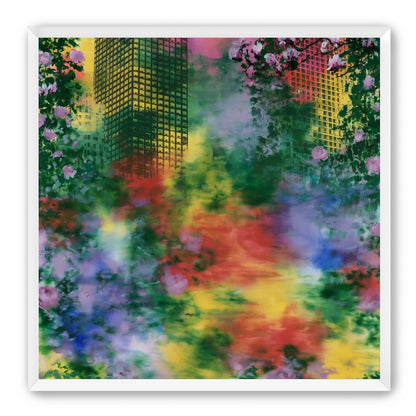 Blossoms over rainbow glass