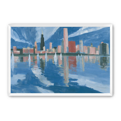 Sailboats before the mirrored skyline