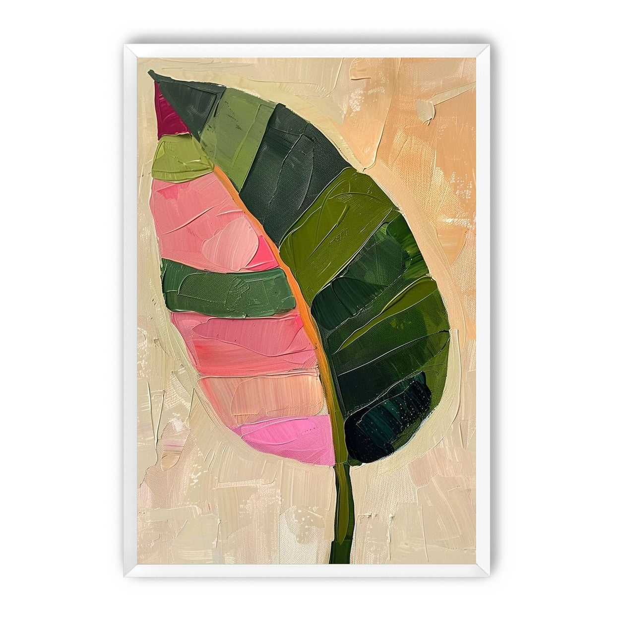 Pink light on a green leaf