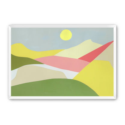 Yellow sun over red fields
