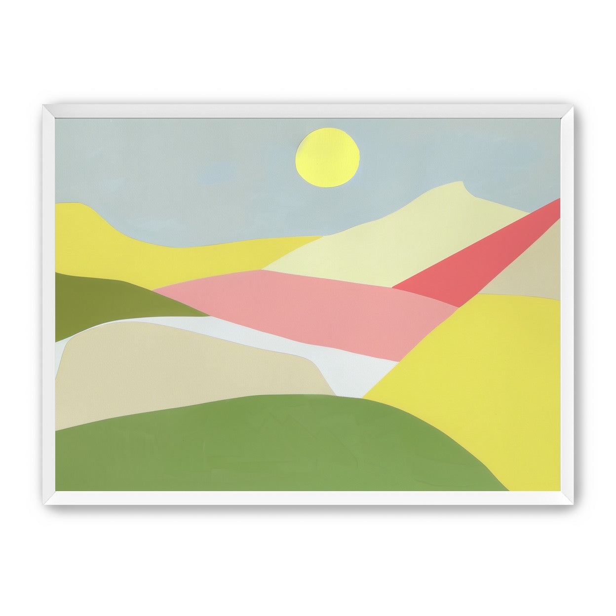Yellow sun over red fields