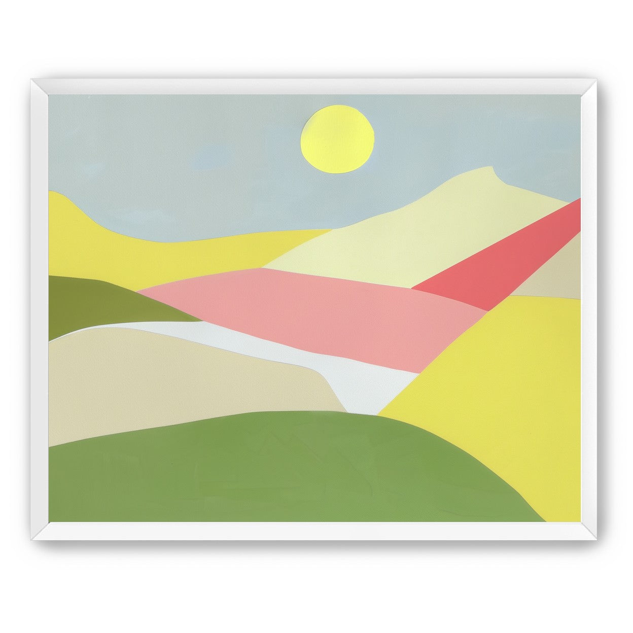 Yellow sun over red fields