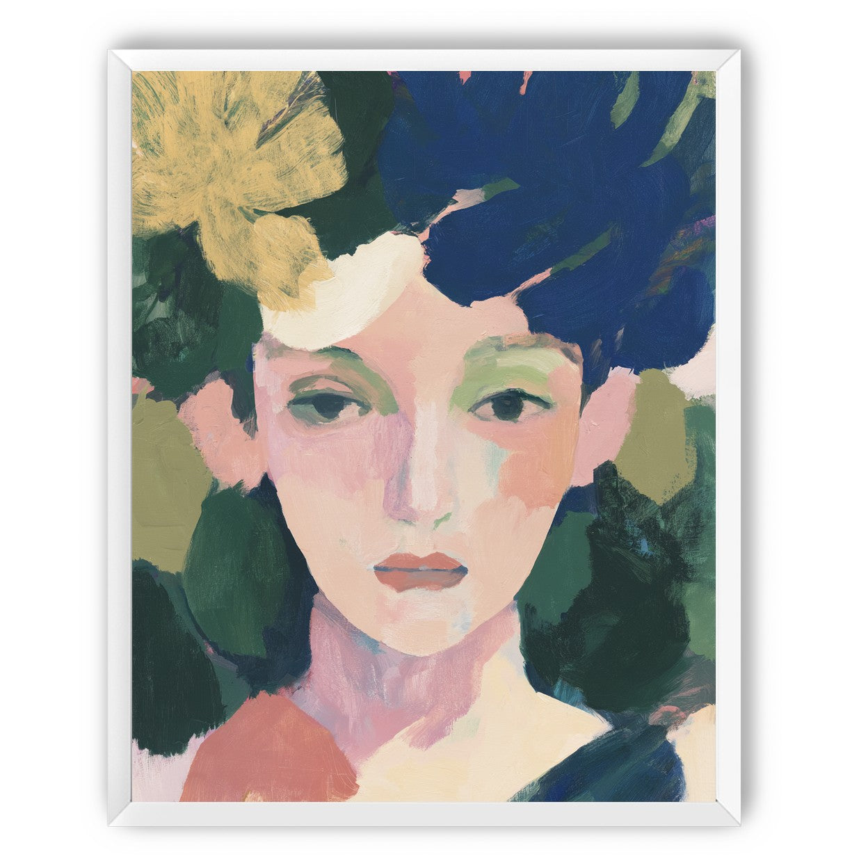 Portrait with pale flower