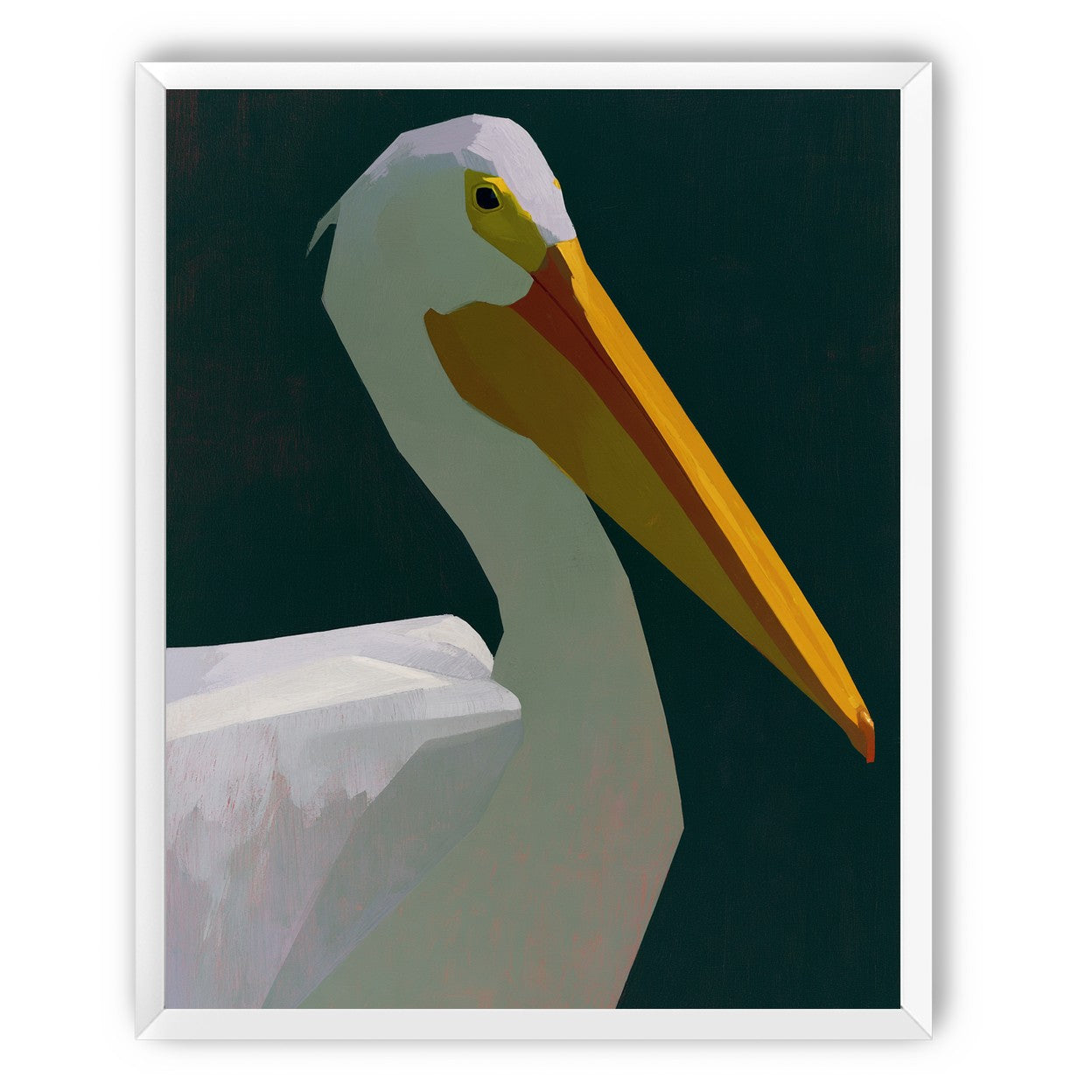 White pelican in deep green