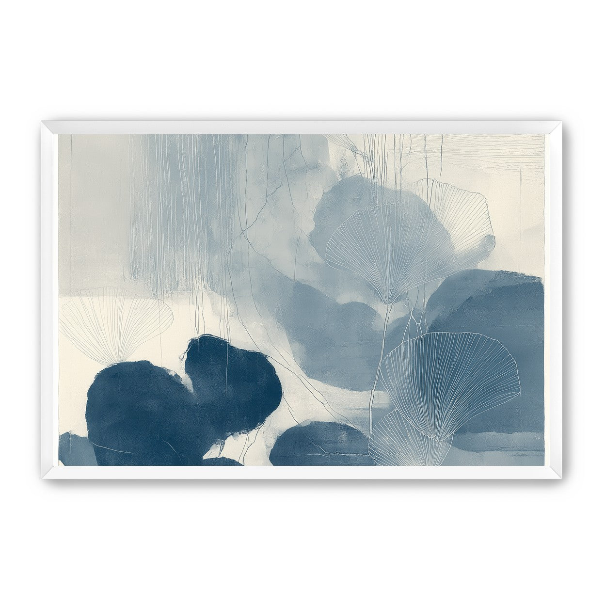 Fan leaves in blue wash