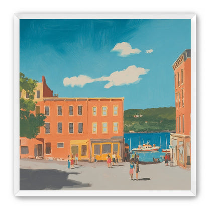 Sunlit street to the harbor