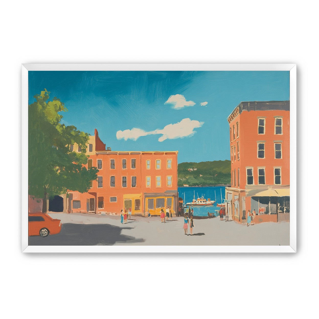 Sunlit street to the harbor
