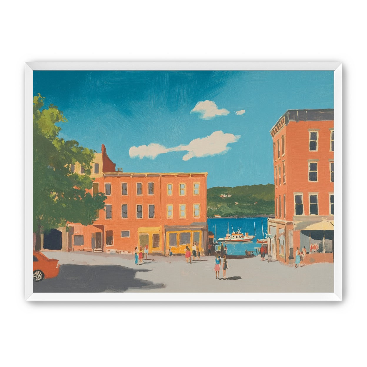 Sunlit street to the harbor