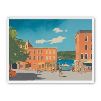 Sunlit street to the harbor