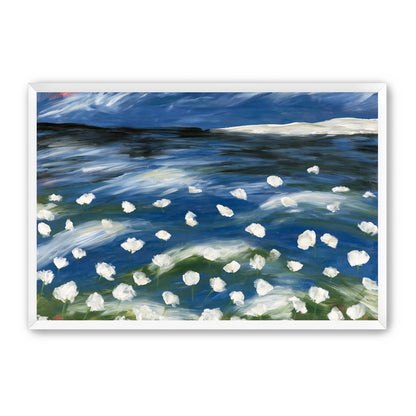 White flowers in blue wind