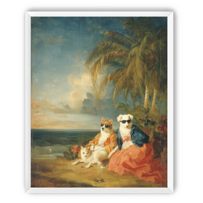 Sunglasses dogs under palms