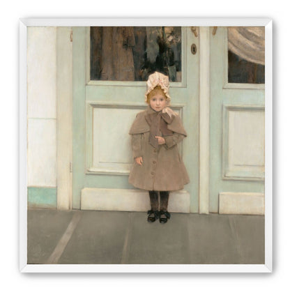 A child beneath pale doors