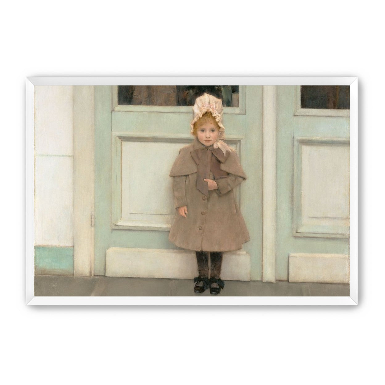 A child beneath pale doors