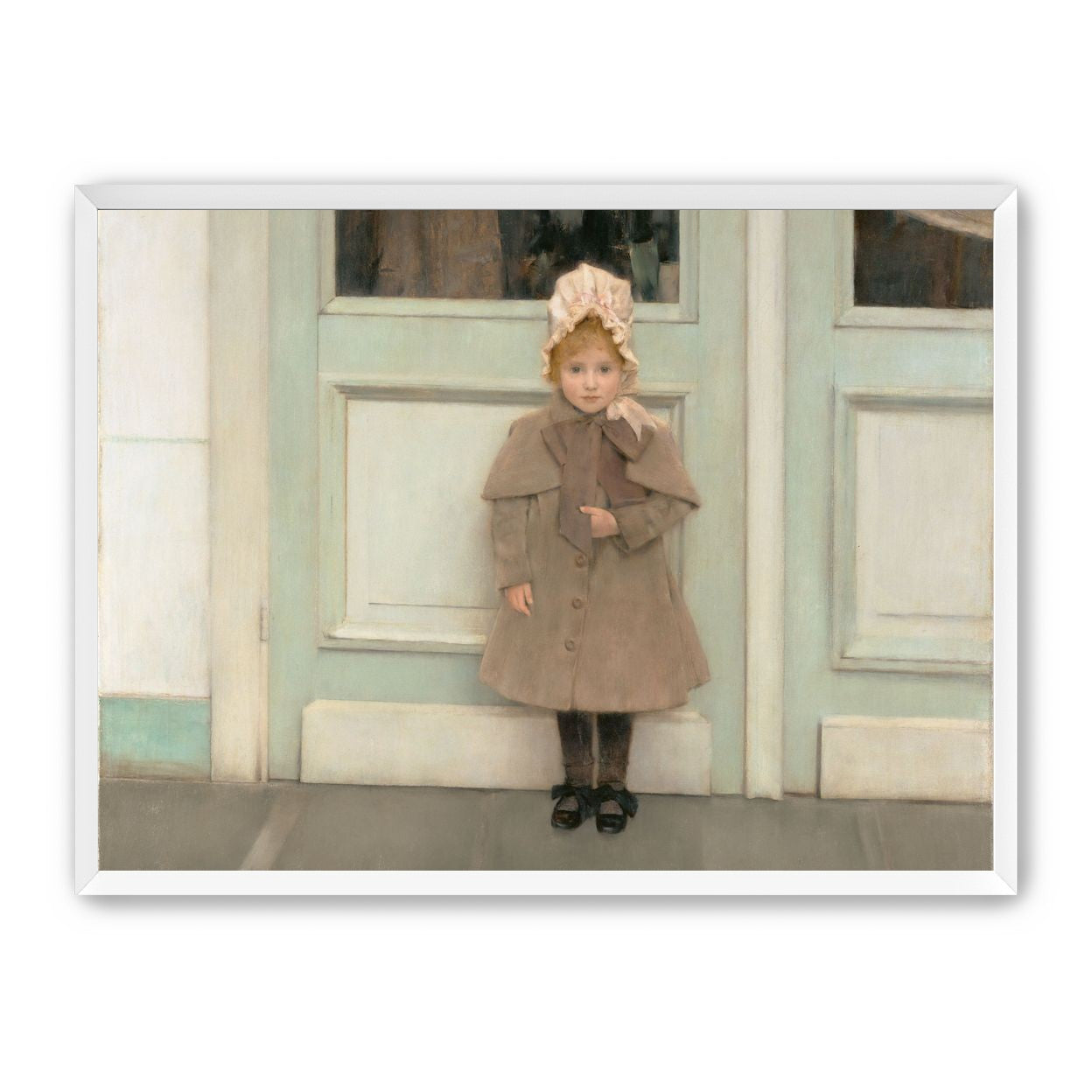 A child beneath pale doors