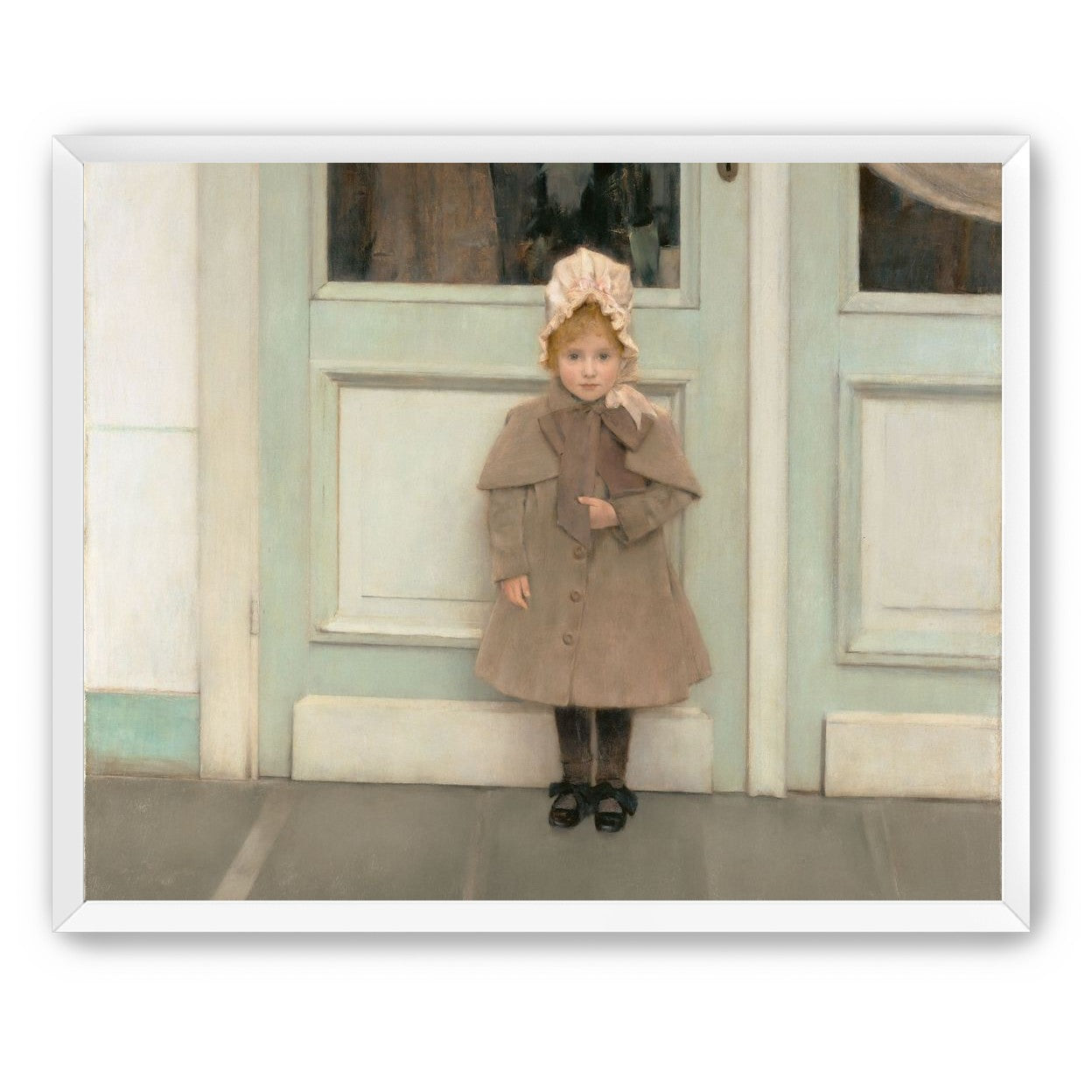 A child beneath pale doors