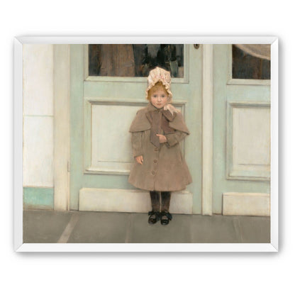A child beneath pale doors