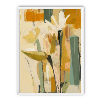 White flower in ochre blocks