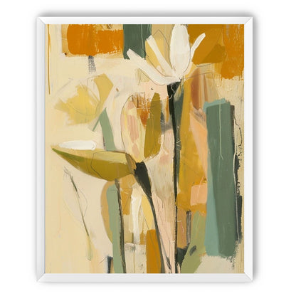 White flower in ochre blocks
