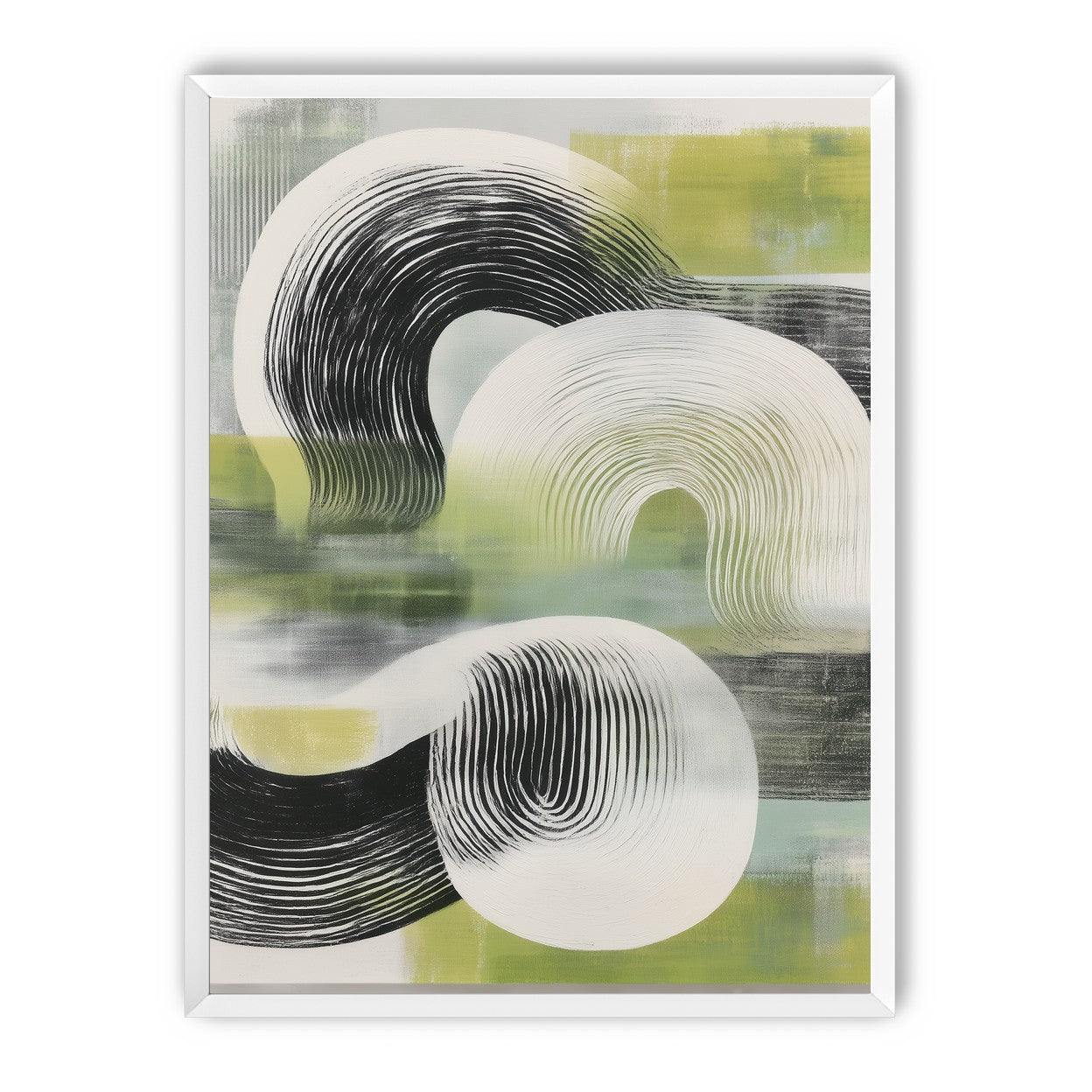 Curved bands across green fields