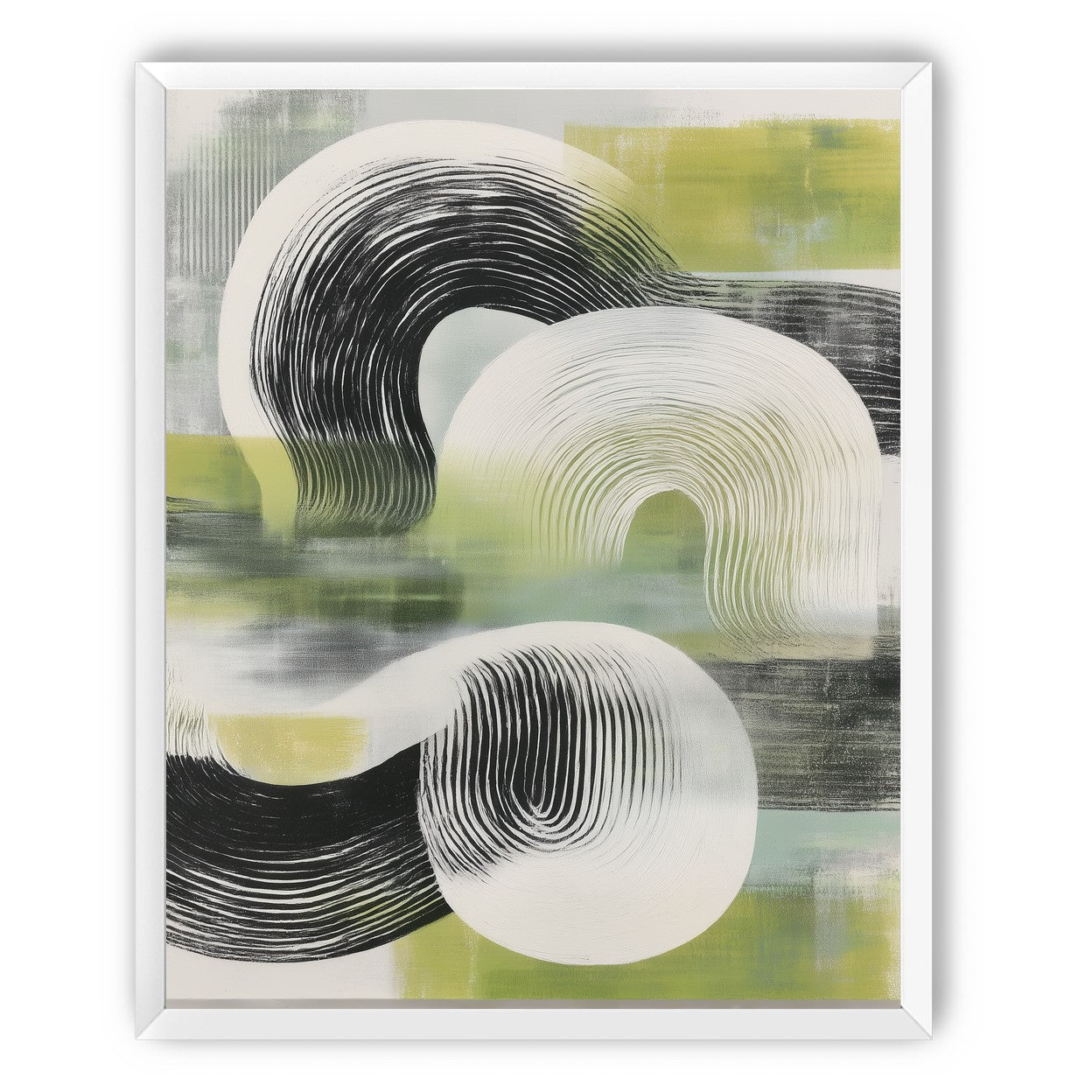 Curved bands across green fields