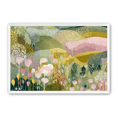 Patterned hills in bloom