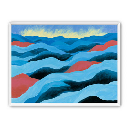Blue hills under pale sky