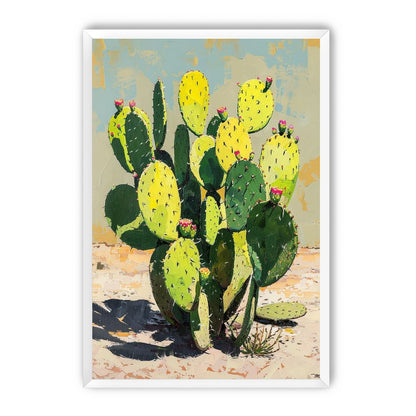 Yellow light on cactus pads