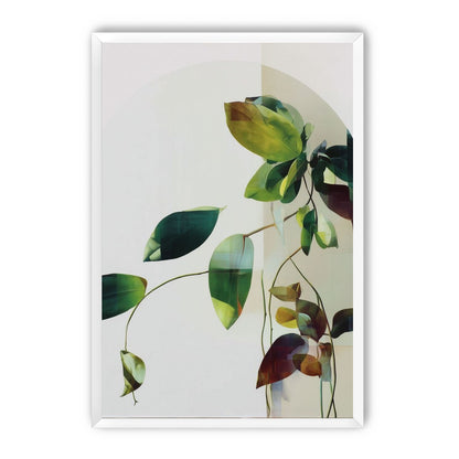Green leaves crossing pale field
