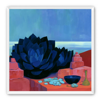 Blue flower in red light